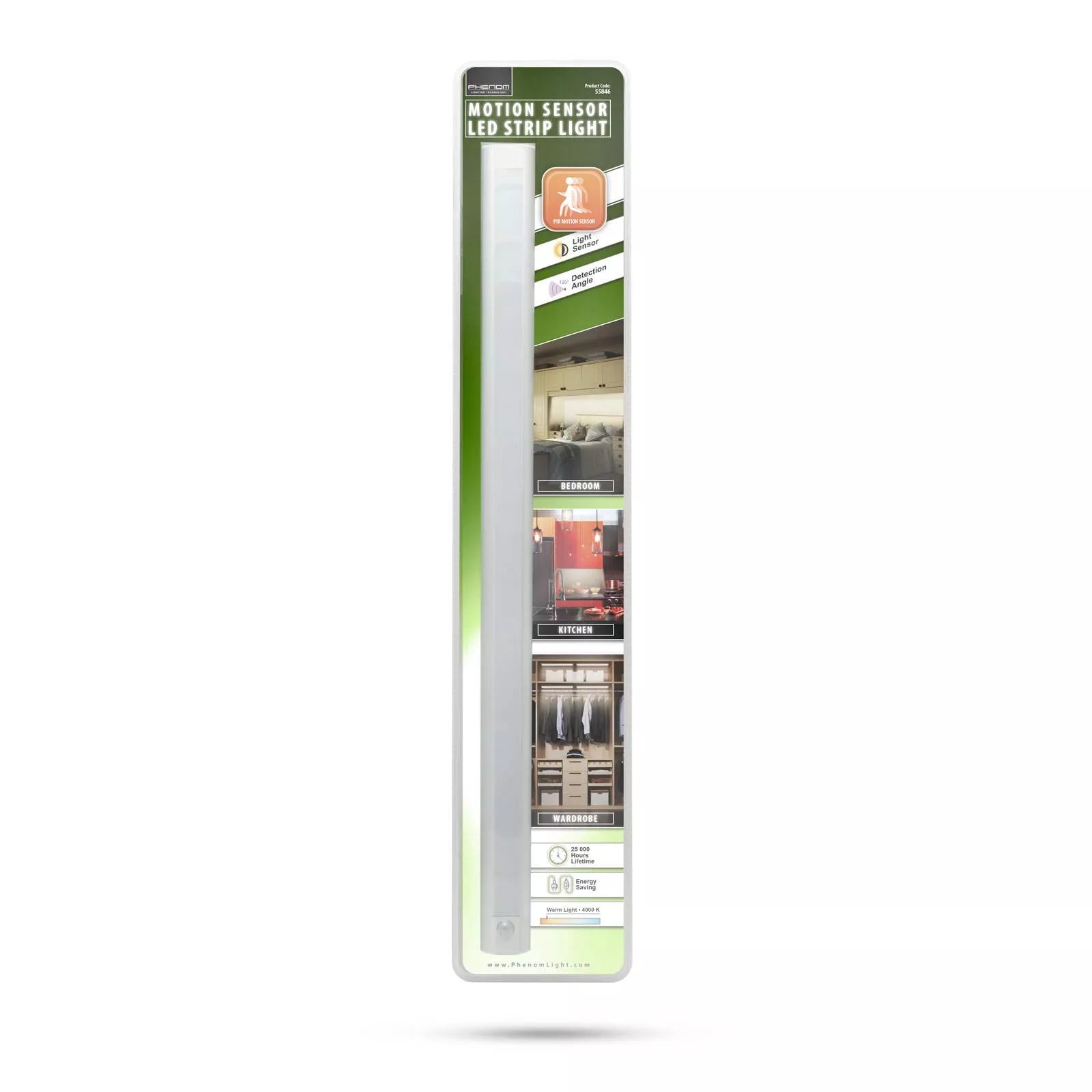 Lumina LED Ultraslim cu senzor de miscare PIR 9W 4000K 675lm 600x40x15mm Phenom