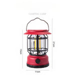 Lampa portabila camping, Felinar Vintage, ABS, Iluminare 30 COB LED, Intensitate reglabila, Acumulator inclus,