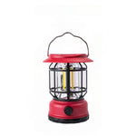 Lampa portabila camping, Felinar Vintage, ABS, Iluminare 30 COB LED, Intensitate reglabila, Acumulator inclus,