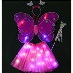 Costum Fluturas cu Aripi Modelabile Luminoase pentru Copii, Flippy, Fusta din Tul cu Lumini, Bagheta si Bentita, 4