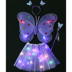 Costum Fluturas cu Aripi Modelabile Luminoase pentru Copii, Flippy, Fusta din Tul cu Lumini, Bagheta si Bentita, 4