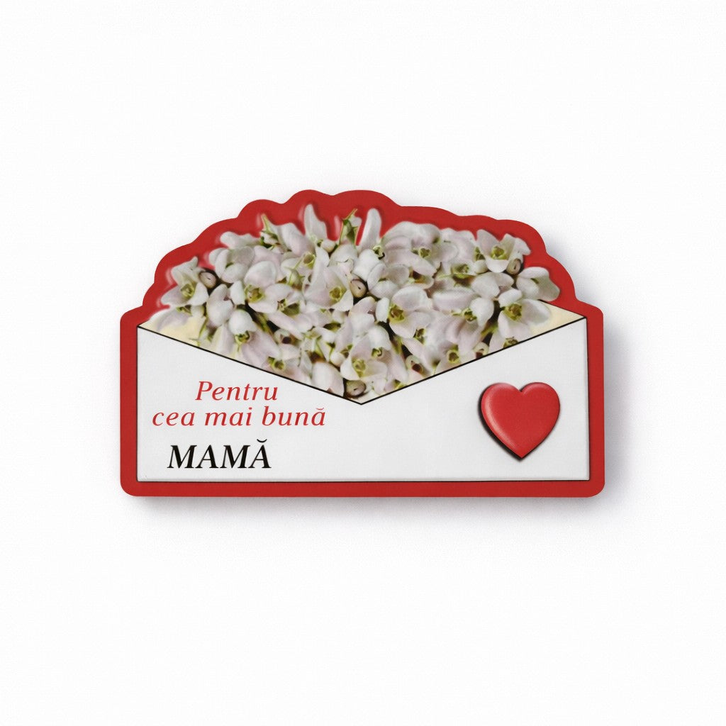 Magneti Decorativi Martisor, Set 24 Piese, Jolie, Tema Mesaj Pentru Cea Mai Buna Mama, Carton Laminat cu Magnet