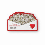 Magneti Decorativi Martisor, Set 24 Piese, Jolie, Tema Mesaj Pentru Cea Mai Buna Nasa, Carton Laminat cu Magnet