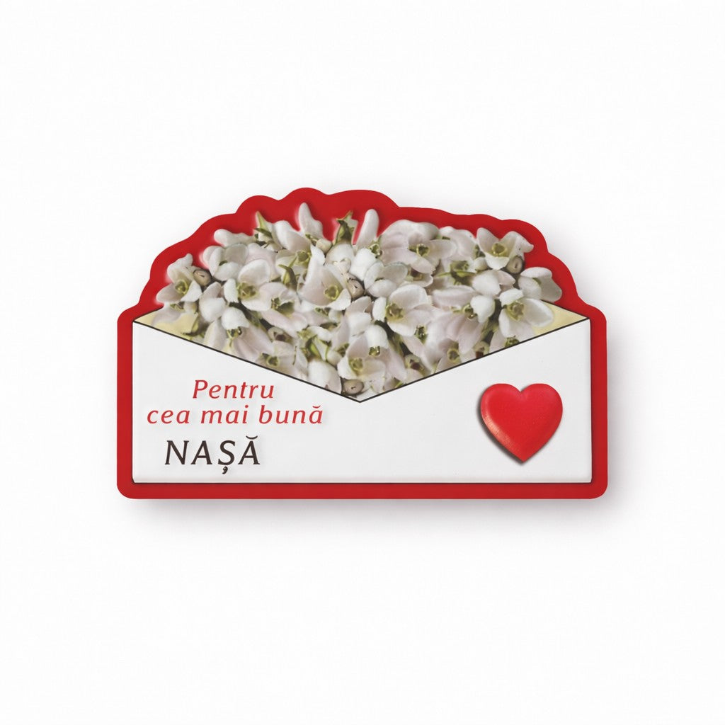 Magneti Decorativi Martisor, Set 24 Piese, Jolie, Tema Mesaj Pentru Cea Mai Buna Nasa, Carton Laminat cu Magnet