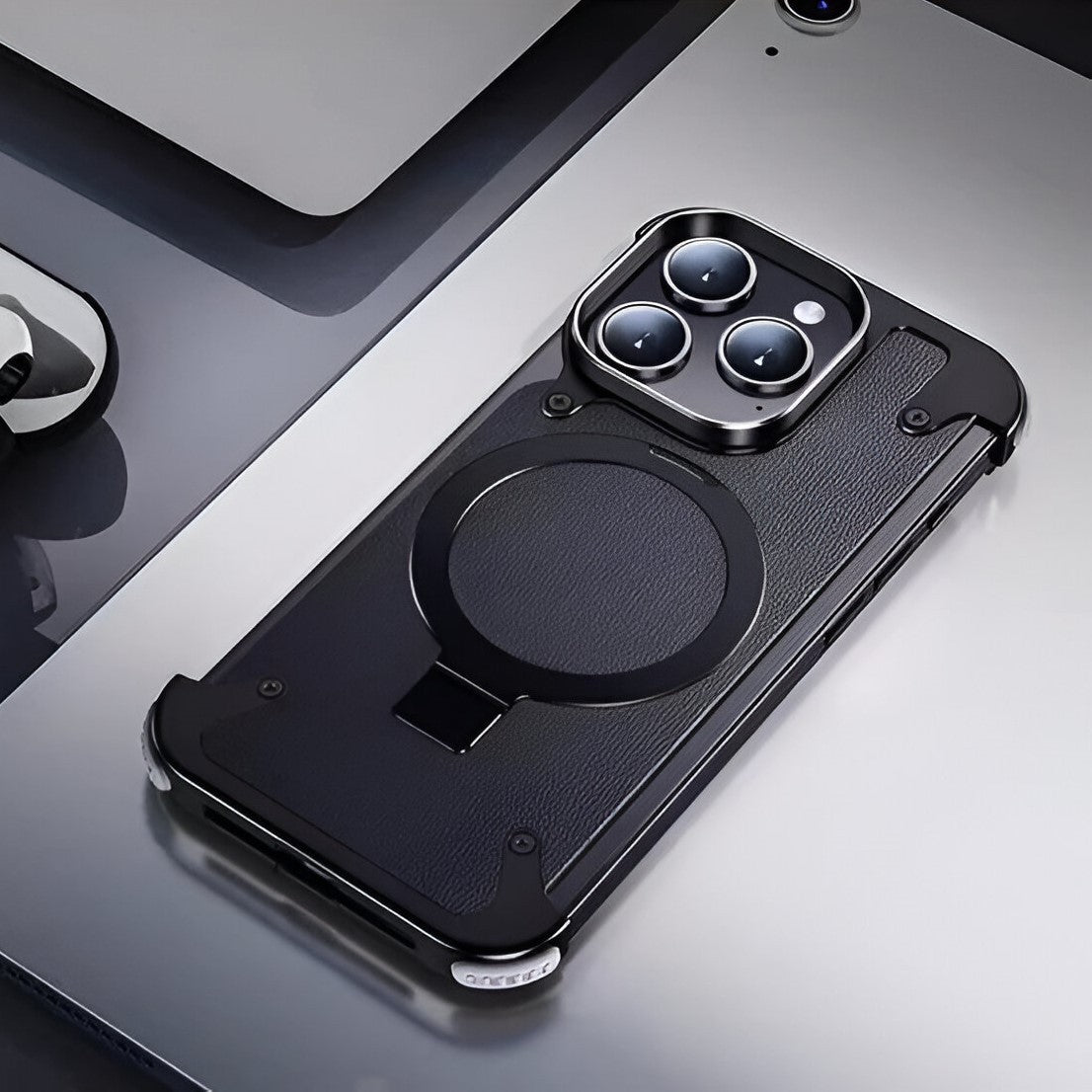 Husa de Protectie Compatibil cu iPhone 15 Pro, Flippy, Incarcare Wireless, Tehnologie Magsafe, Inel Magnetic Rotativ