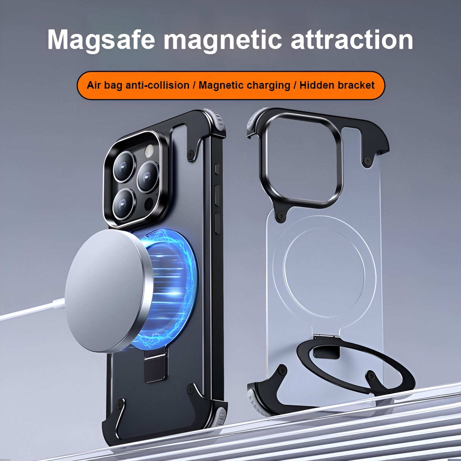 Husa de Protectie Compatibil cu iPhone 15 Pro, Flippy, Incarcare Wireless, Tehnologie Magsafe, Inel Magnetic Rotativ