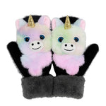 Manusi pentru Copii, Flippy, din Plus cu Umplutura de Bumbac, Protectie Termica, 24 x 20 x 3 cm, Model Unicorn 3D,