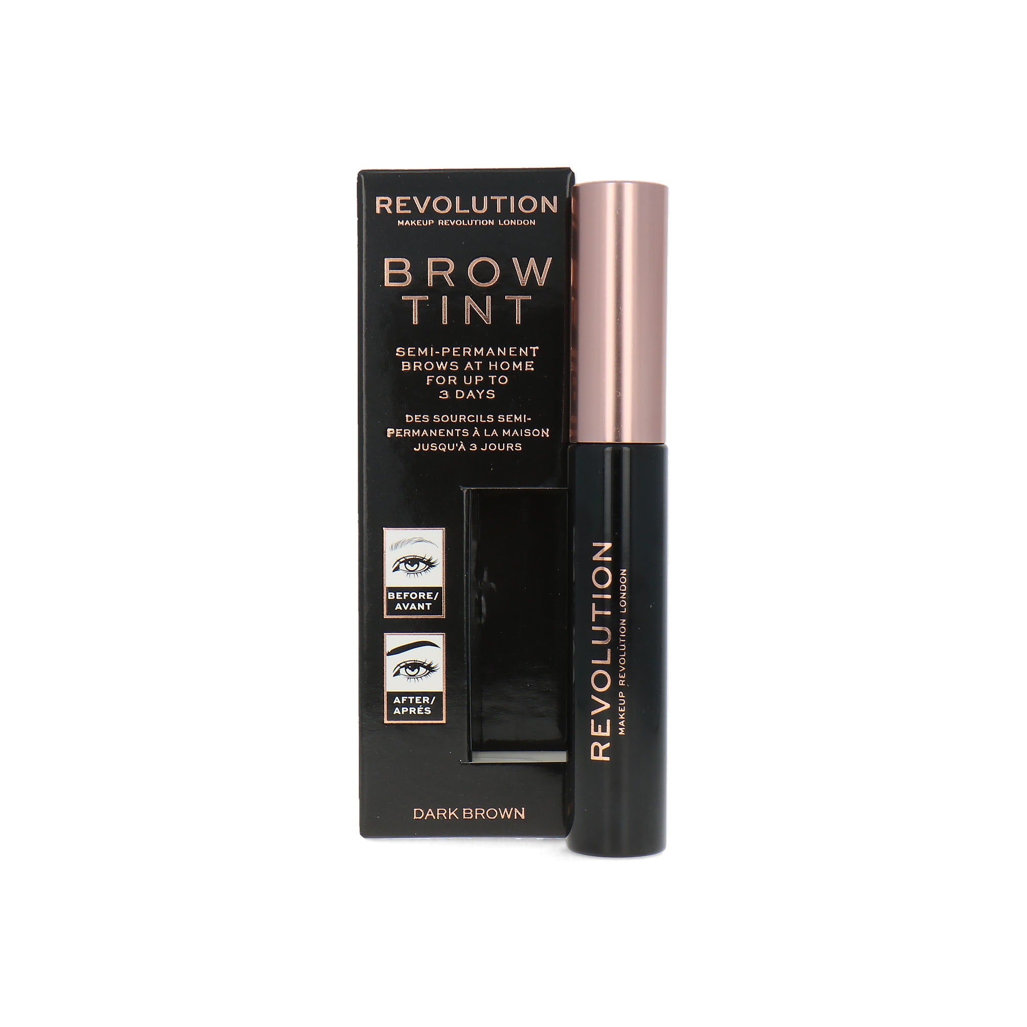 Makeup Revolution, Brow Tint, Gel pentru sprâncene, Maro închis, 6 ml - Olmarkt