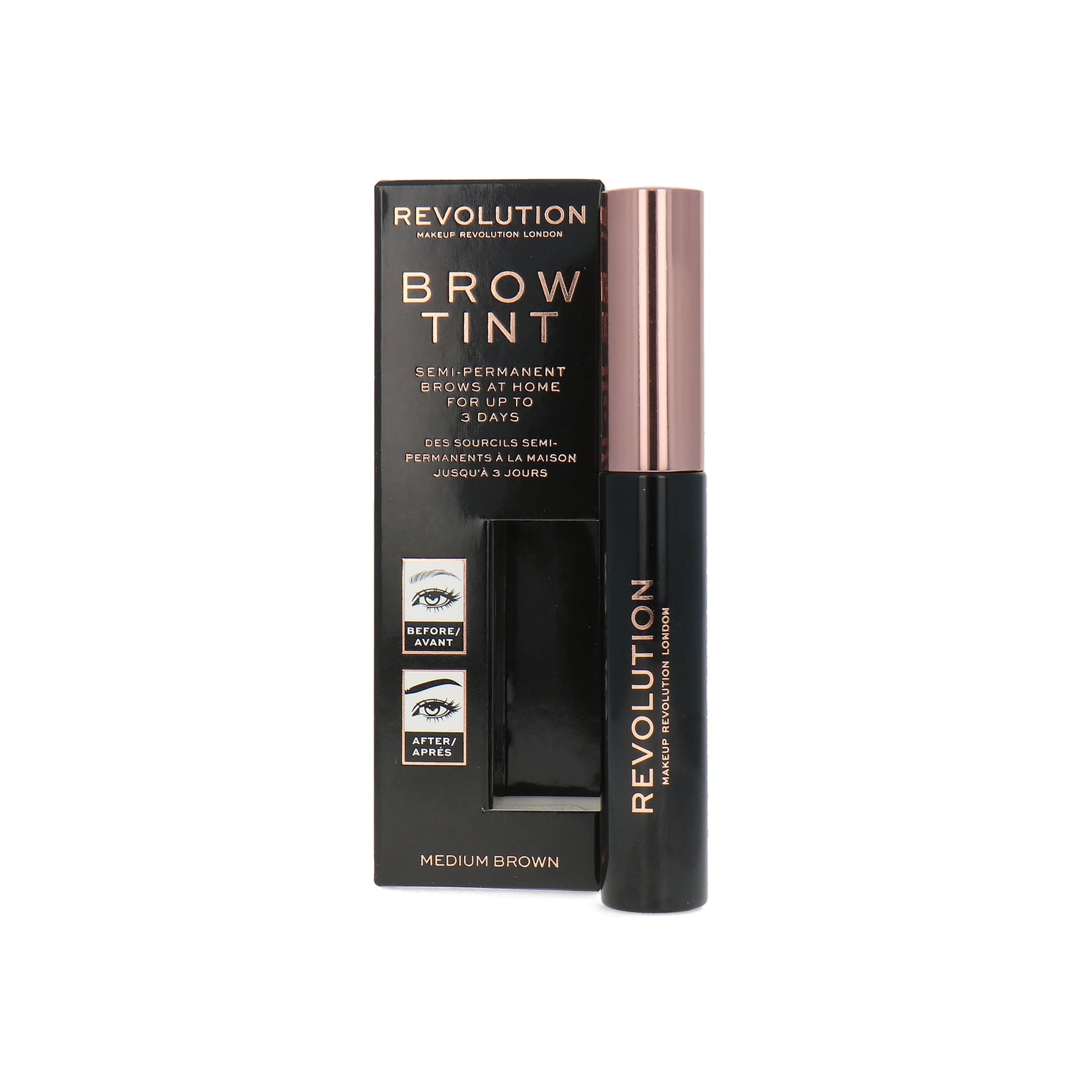 Makeup Revolution, Brow Tint, Gel pentru sprâncene, Maro mediu, 6 ml - Olmarkt