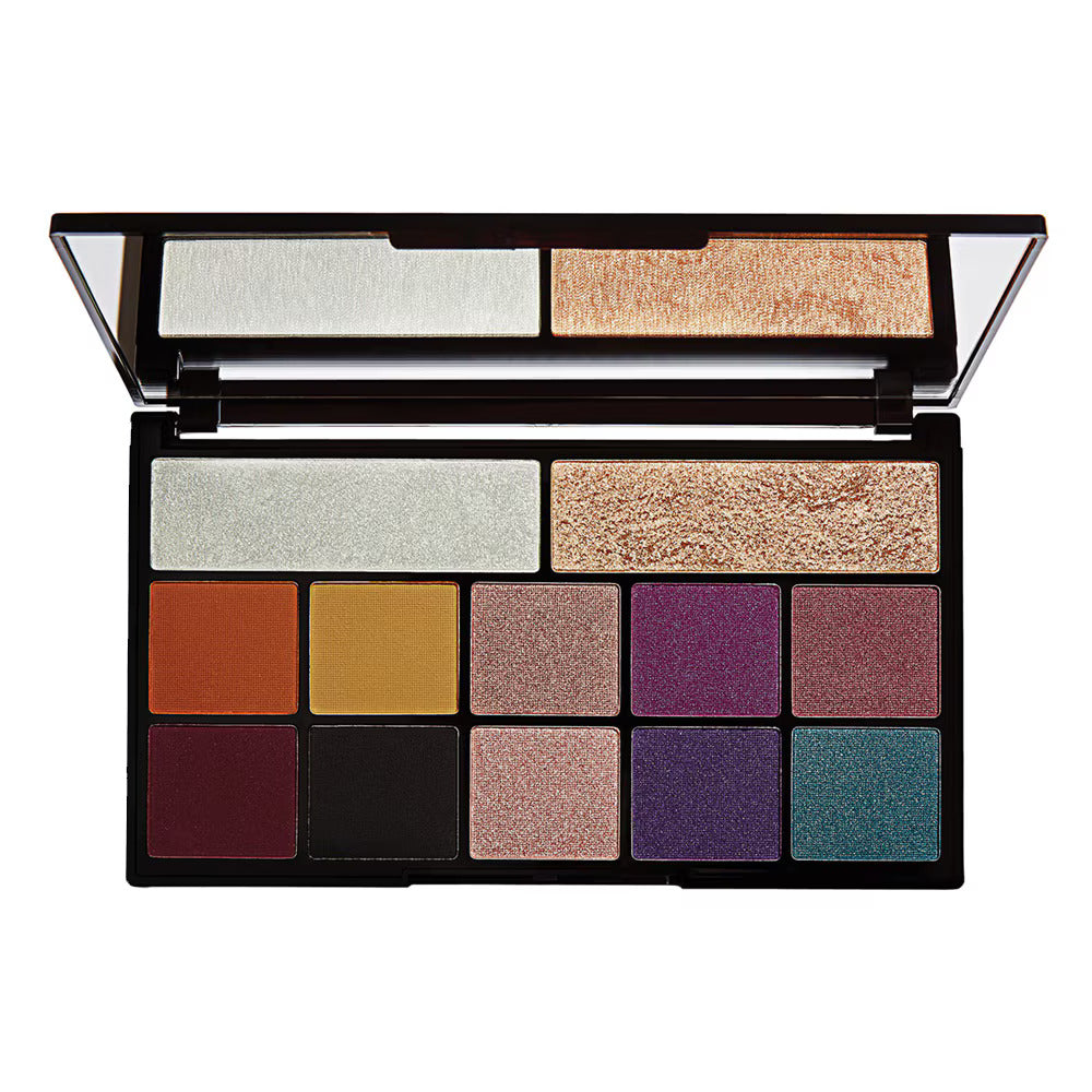 Makeup Revolution, Carmi, Paletă de farduri de ochi, Sărutul focului, 12 nuanțe, 27 g