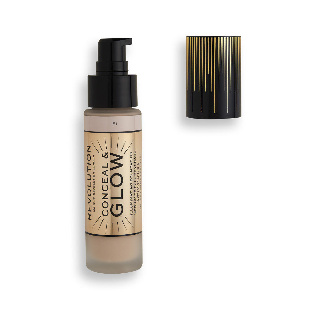 Makeup Revolution, Conceal & Glow, Iluminând, Fond de ten cremos, F1, 23 ml - Olmarkt