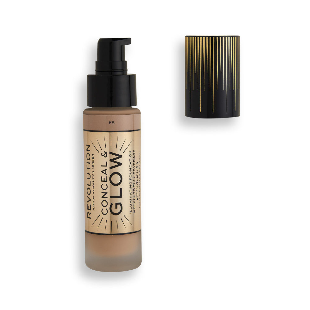 Makeup Revolution, Conceal & Glow, Iluminând, Fond de ten cremos, F5, 23 ml - Olmarkt