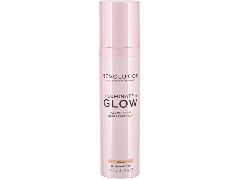 Makeup Revolution, Glow & lluminate, Iluminator lichid, Aur, Pentru față, 40 ml - Olmarkt