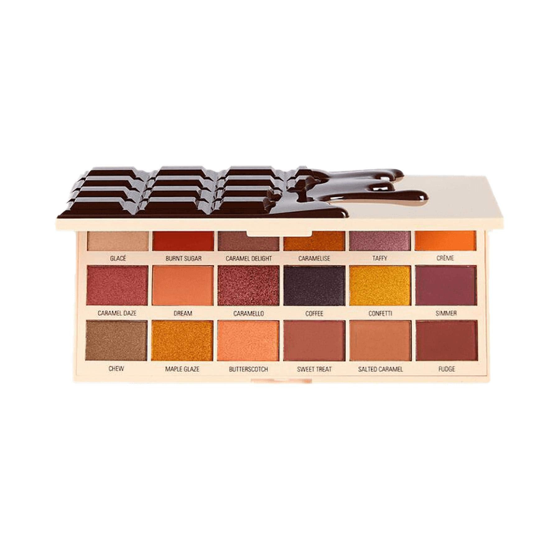 Makeup Revolution, I Heart, Paletă de farduri de ochi, Ciocolată Nudes Caramel, 18 nuanțe, 18 g - Olmarkt