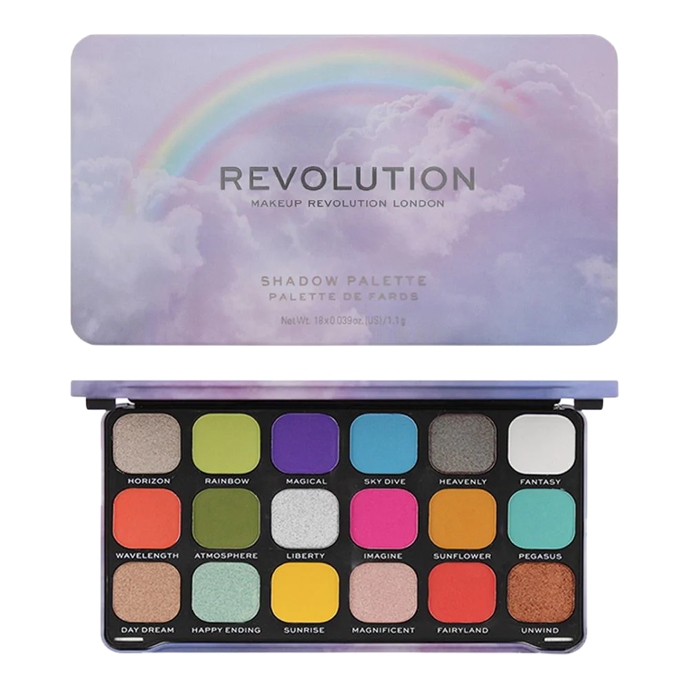 Makeup Revolution, Rainbow, Paletă de farduri de ochi, 18, 19.8 g
