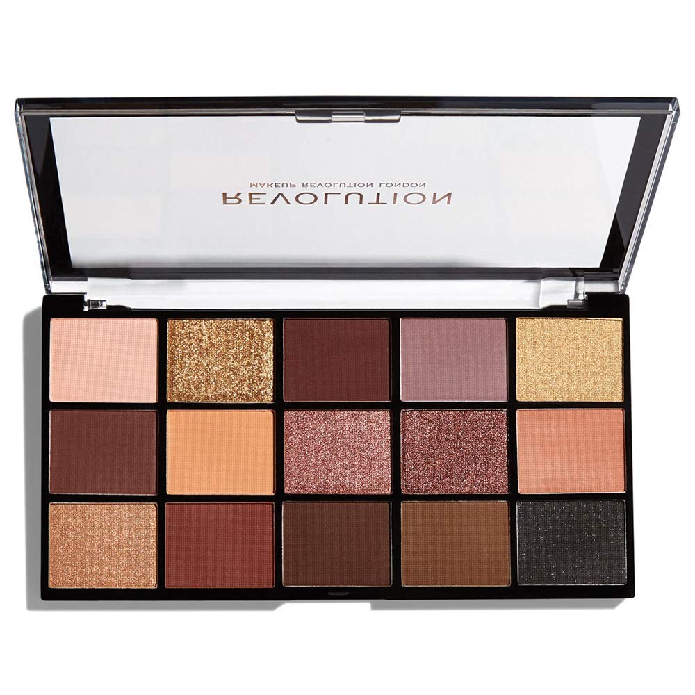 Makeup Revolution, The Reloaded, Paletă de farduri de ochi, Trandafir de catifea, 15 nuanțe, 16.5 g - Olmarkt