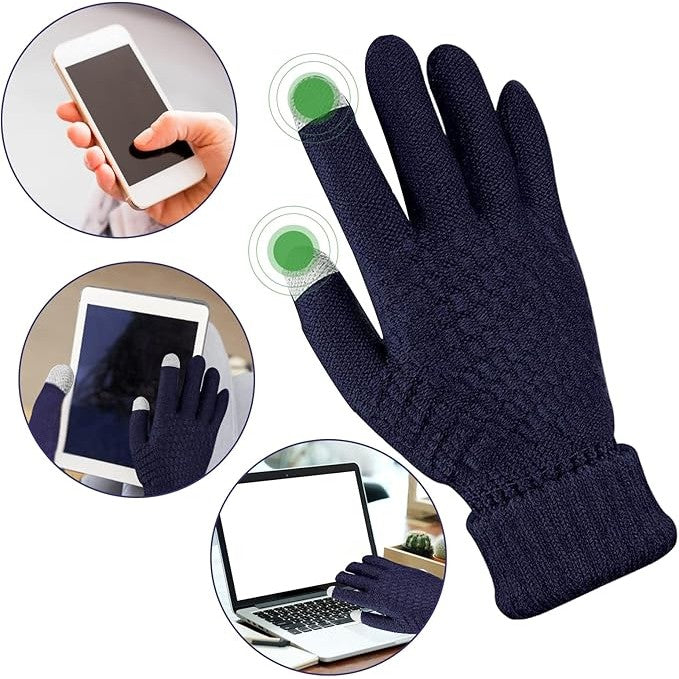Manusi de Dama, Flippy, Functie Touchscreen (ecran tactil), Material Acril Tricotat, Manseta Elastica, Interior