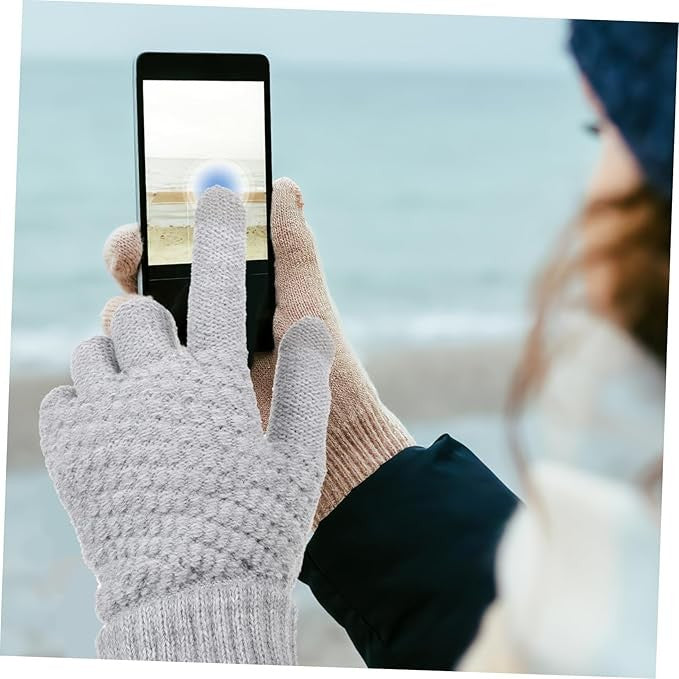Manusi de Dama, Flippy, Functie Touchscreen (ecran tactil), Material Acril Tricotat, Manseta Elastica, Interior