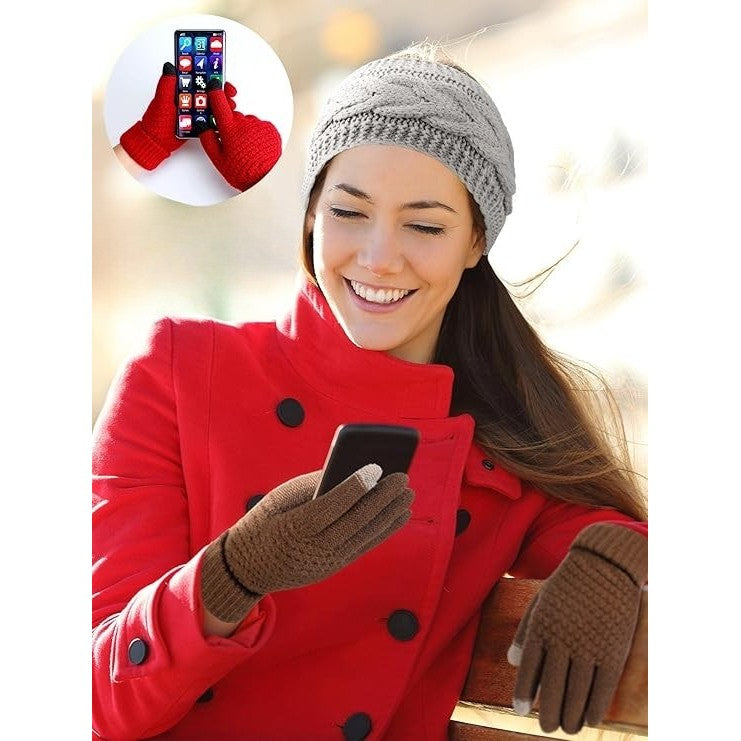 Manusi de Dama, Flippy, Functie Touchscreen (ecran tactil), Material Acril Tricotat, Manseta Elastica, Interior
