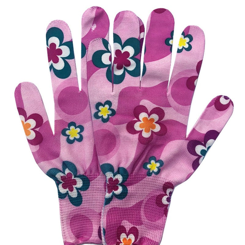 Manusi de Gradinarit, Flippy, din Nailon, Marime Universala 20 cm, Model Inflorat, Antiderapante, Multicolor