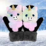 Manusi pentru Copii, Flippy, din Plus cu Umplutura de Bumbac, Protectie Termica, 24 x 20 x 3 cm, Model Unicorn 3D,