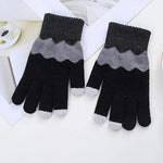 Manusi de Dama, Flippy, Model Ondulat, Functie Touchscreen (ecran tactil), Material Acril Tricotat, Manseta Elastica,