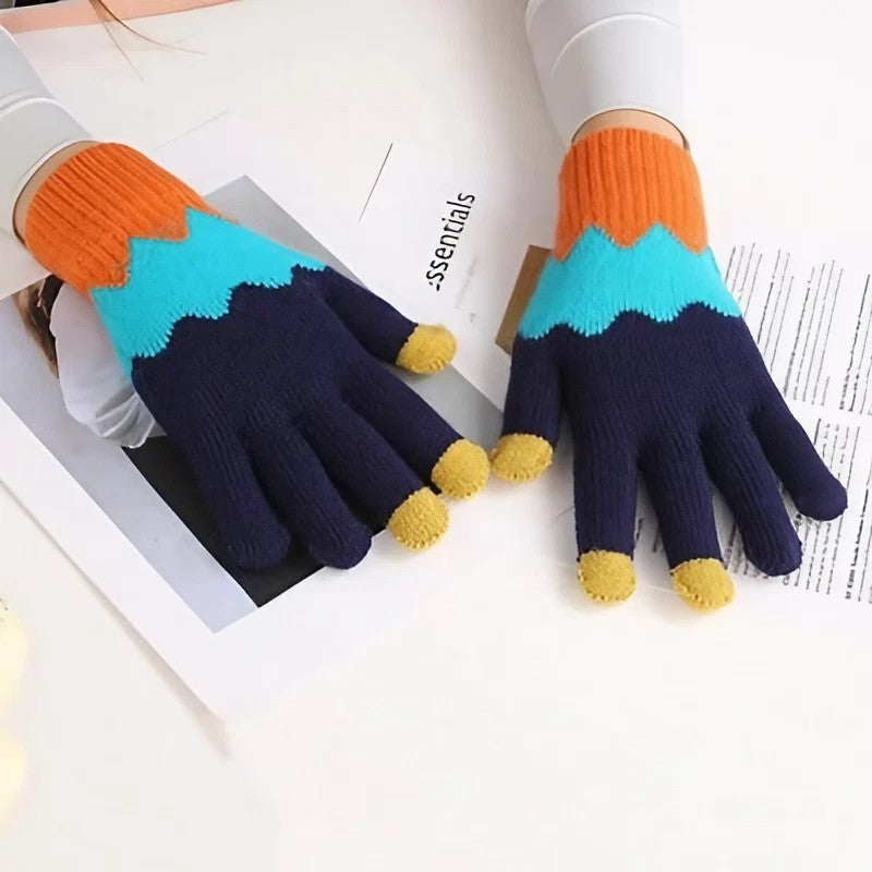 Manusi de Dama, Flippy, Model Ondulat, Functie Touchscreen (ecran tactil), Material Acril Tricotat, Manseta Elastica,