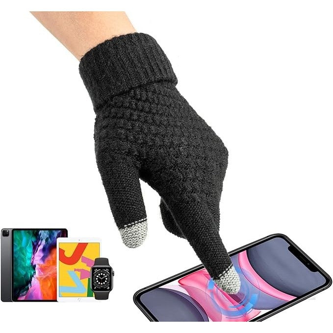 Manusi de Dama, Flippy, Functie Touchscreen (ecran tactil), Material Acril Tricotat, Manseta Elastica, Interior