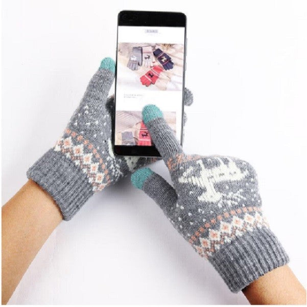 Manusi de Dama, Flippy, Model Ren, Functie Touchscreen (ecran tactil), Material Acril Tricotat, Manseta Elastica,