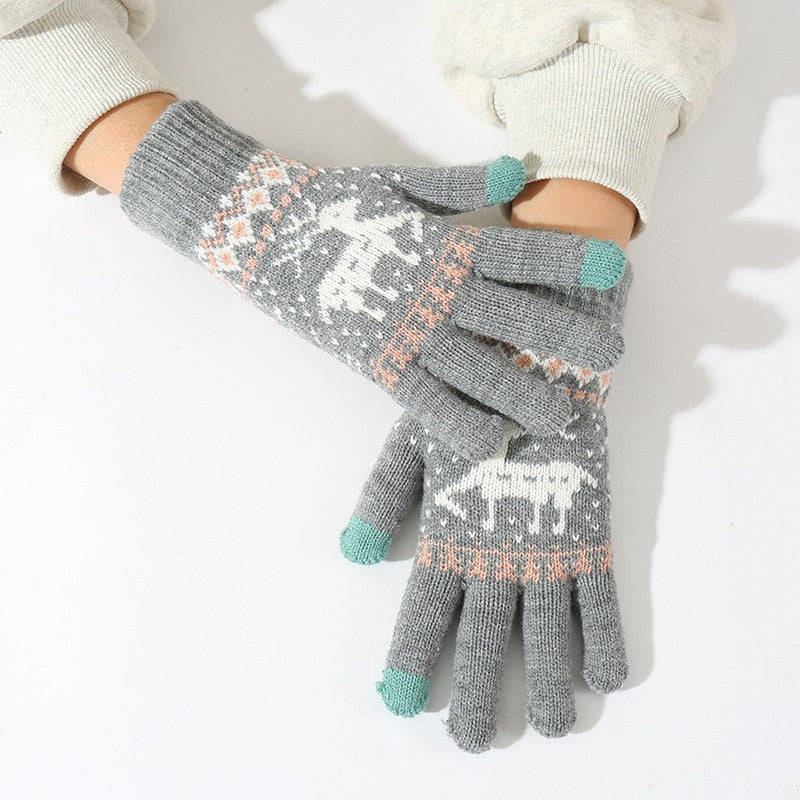 Manusi de Dama, Flippy, Model Ren, Functie Touchscreen (ecran tactil), Material Acril Tricotat, Manseta Elastica,