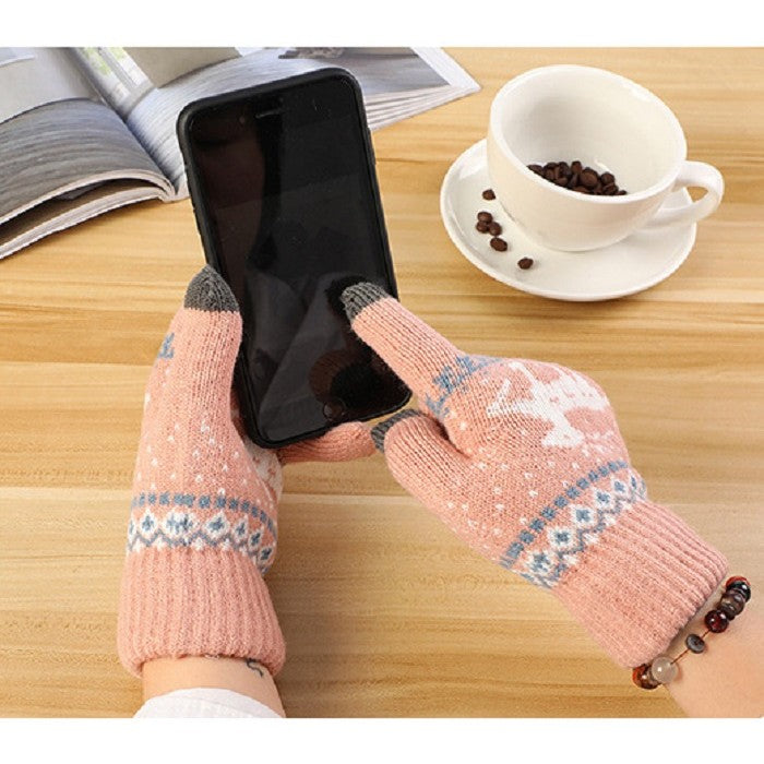 Manusi de Dama, Flippy, Model Ren, Functie Touchscreen (ecran tactil), Material Acril Tricotat, Manseta Elastica,