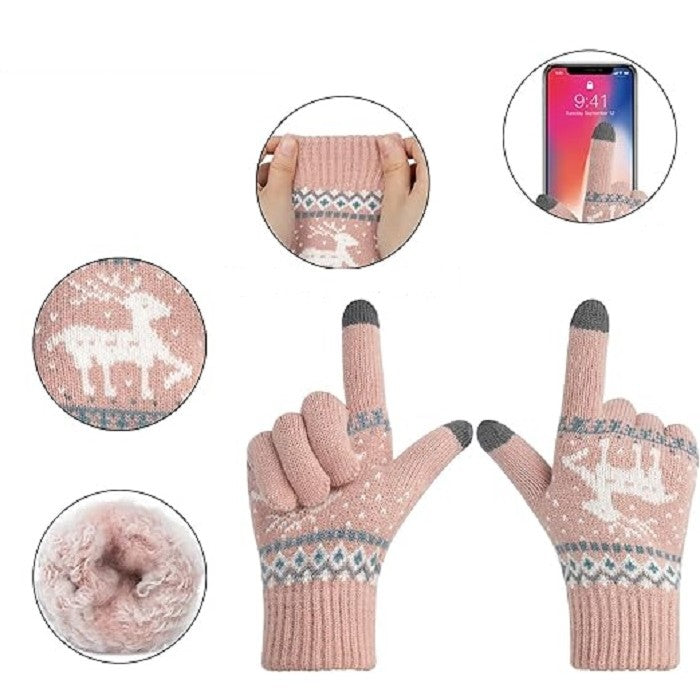 Manusi de Dama, Flippy, Model Ren, Functie Touchscreen (ecran tactil), Material Acril Tricotat, Manseta Elastica,