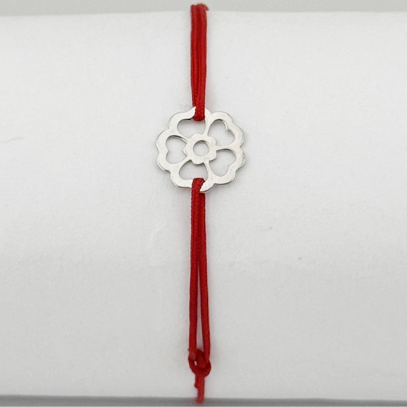 Bratara Argint 925 pentru Dama, Jolie, Model Floare in Contur, Martisor Bratara de 1 Martie, Pandativ Argintiu cu Snur