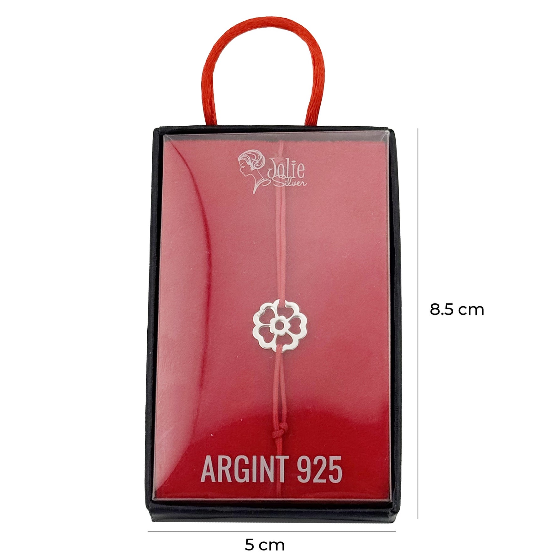 Bratara Argint 925 pentru Dama, Jolie, Model Floare in Contur, Martisor Bratara de 1 Martie, Pandativ Argintiu cu Snur