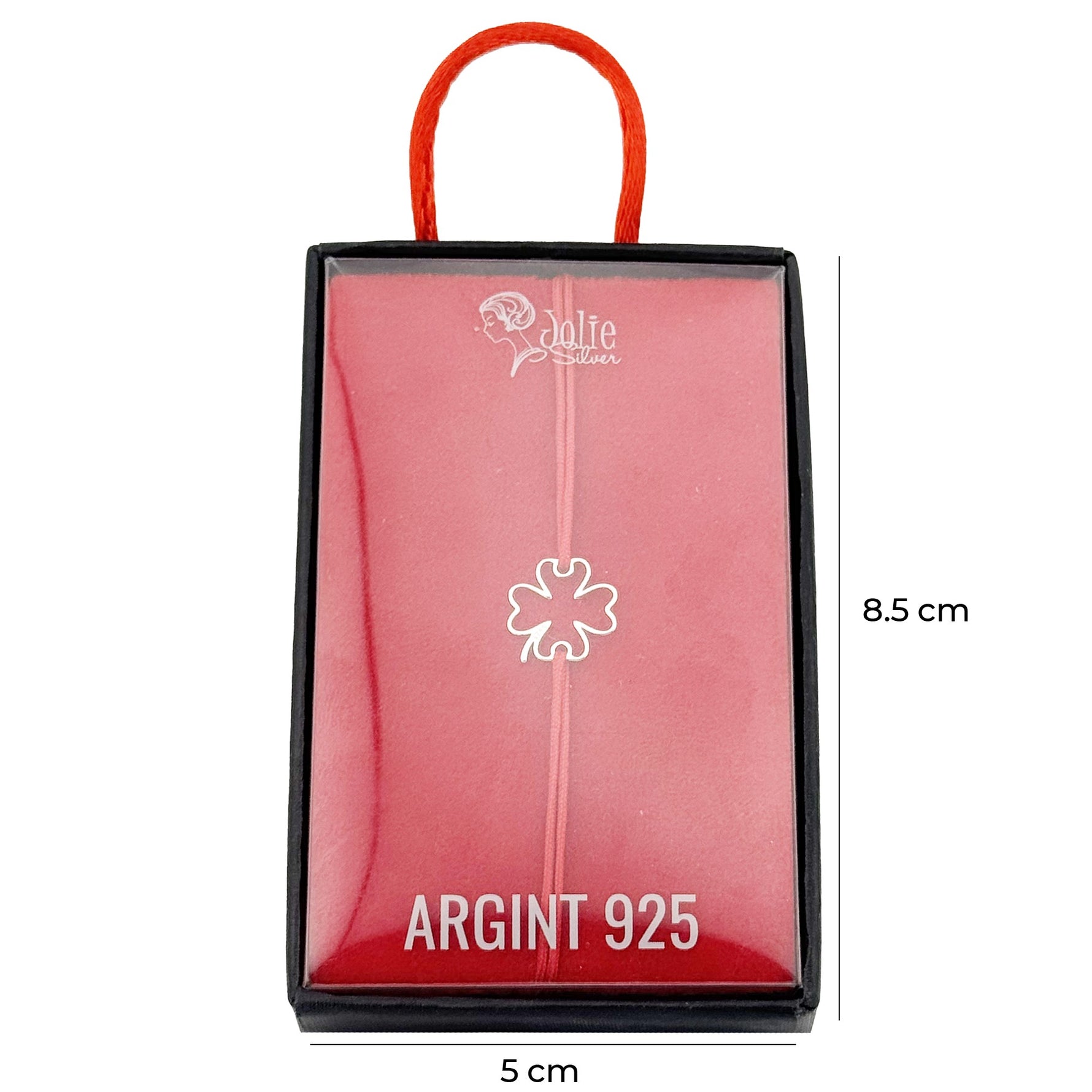 Bratara Argint 925 pentru Dama, Jolie, Model Trifoi in Contur, Martisor Bratara de 1 Martie, Pandativ Argintiu cu Snur