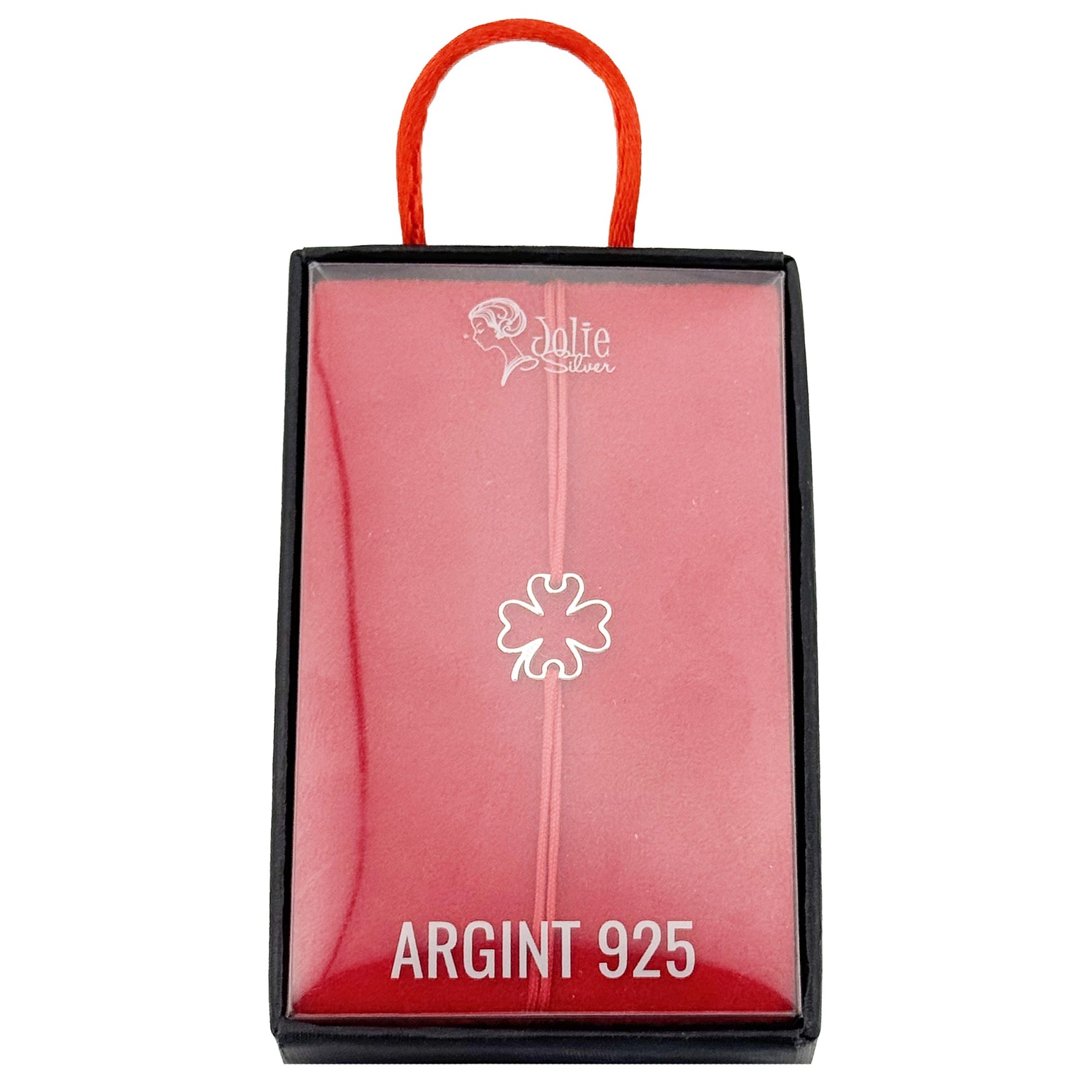 Bratara Argint 925 pentru Dama, Jolie, Model Trifoi in Contur, Martisor Bratara de 1 Martie, Pandativ Argintiu cu Snur