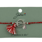 Martisor Bratara Ciucure, Jolie, Snur Rosu Reglabil, cu Pandantiv, Model Cerc Infinit