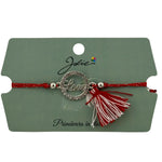 Martisor Bratara Ciucure, Jolie, Snur Rosu Reglabil, cu Pandantiv, Model Cerc Love