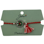 Martisor Bratara Ciucure, Jolie, Snur Rosu Reglabil, cu Pandantiv, Model Cerc Potcoava Buburuza