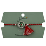 Martisor Bratara Ciucure, Jolie, Snur Rosu Reglabil, cu Pandantiv, Model Cerc Potcoava Buburuza