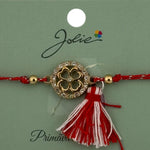 Martisor Bratara Ciucure, Jolie, Snur Rosu Reglabil, cu Pandantiv, Model Trifoi cu Patru Foi