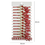 Martisor Bratara cu Ciucure pentru Dama, Jolie, Model Potcoava cu Trifoi, Set 12 bucati, Pandativ din Inox, Snur