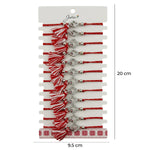 Martisor Bratara cu Ciucure pentru Dama, Jolie, Model Trifoi Contur cu Buburuza, Set 12 bucati, Pandativ din Inox cu