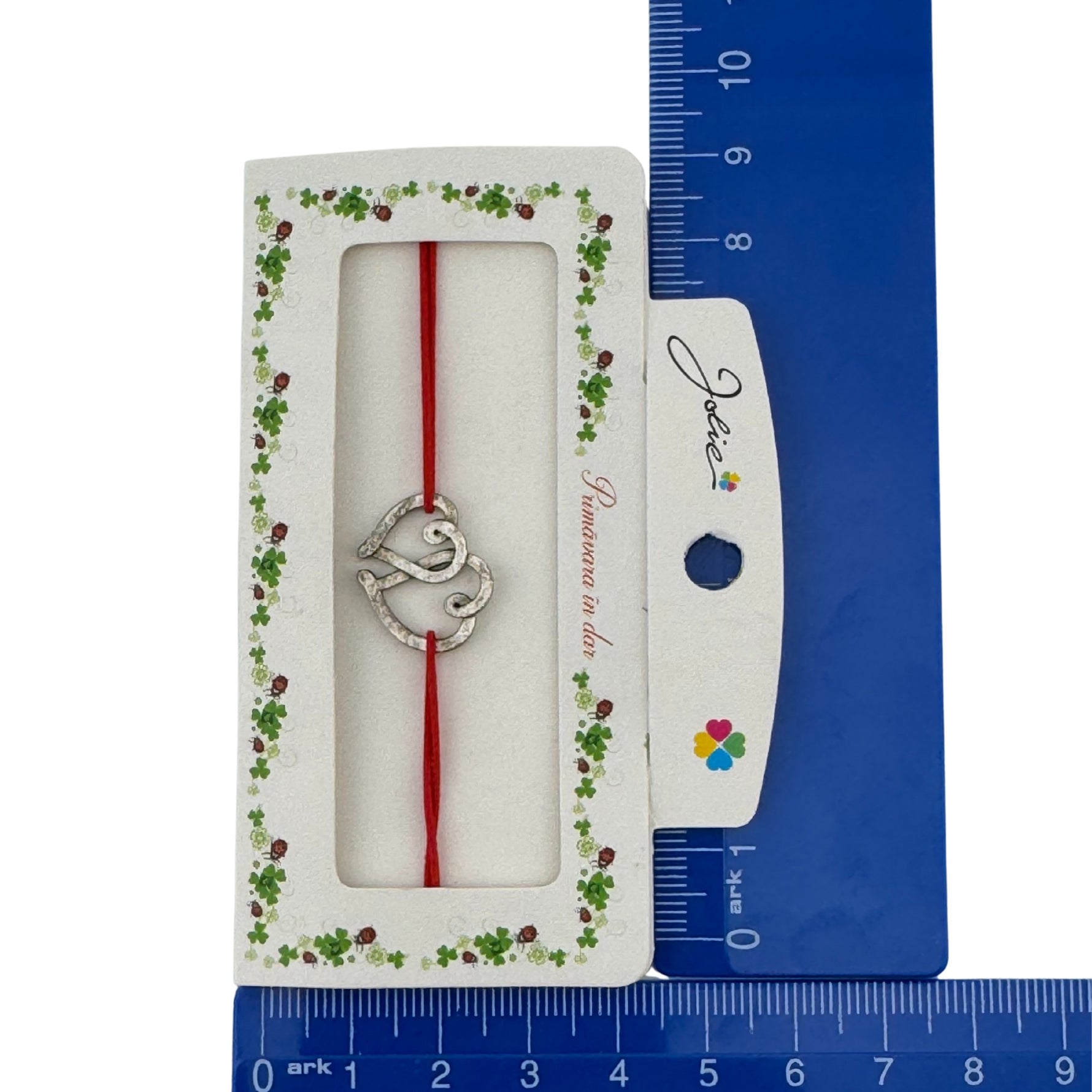 Martisor Bratara cu 2 Noduri Elastica, Jolie, Snur Rosu, Model Doua Inimi