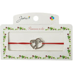 Martisor Bratara cu 2 Noduri Elastica, Jolie, Snur Rosu, Model Doua Inimi