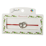 Martisor Bratara cu 2 Noduri, Jolie, Snur Rosu, Model Inimioare, Elastica, Dimensiune Reglabila, Ambalata Individual,