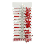 Martisor Bratara cu Ciucure pentru Dama, Jolie, Model Cerc Infinit, Set 12 bucati, Pandativ din Inox cu Pietre, Snur