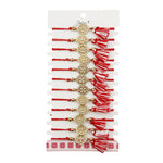 Martisor Bratara cu Ciucure pentru Dama, Jolie, Model Cerc Trifoi cu Patru Foi, Set 12 bucati, Pandativ din Inox cu