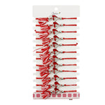 Martisor Bratara cu Ciucure pentru Dama, Jolie, Model Doua Inimi, Set 12 bucati, Pandativ din Inox cu Piatra, Snur