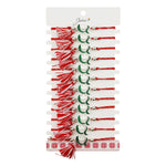 Martisor Bratara cu Ciucure pentru Dama, Jolie, Model Ghiocel, Set 12 bucati, Pandativ din Inox, Snur Reglabil, Rosu/Alb